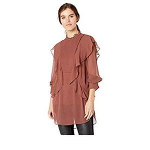 BCBGMAXAZRIA Women's Ruffle-Trimmed Tunic Blouse